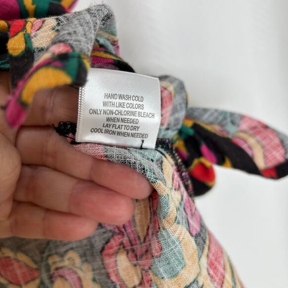 ModCloth dark floral crop top button up shirt size small whimsy retro - Picture 3 of 7